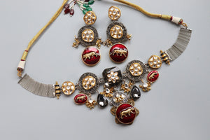 Inspired Necklace Fusion Indian Necklace Indian Choker Indian Jewelry Indian Necklace Kundan Necklace Oxidised Necklace