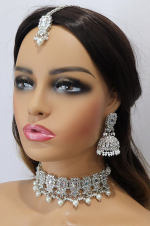 Myra Octo Silver Polki Choker Necklace India Silver Necklace Pakistani Jewelry Punjabi Jewelry Silver Kundan Choker Indian Jewelry Set