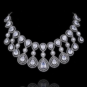 Kysha Diamond CZ Pearl Necklace Indian Jewelr Indian Necklace Pakistani Jewelry Crystal Necklace Statement Necklace American Diamond