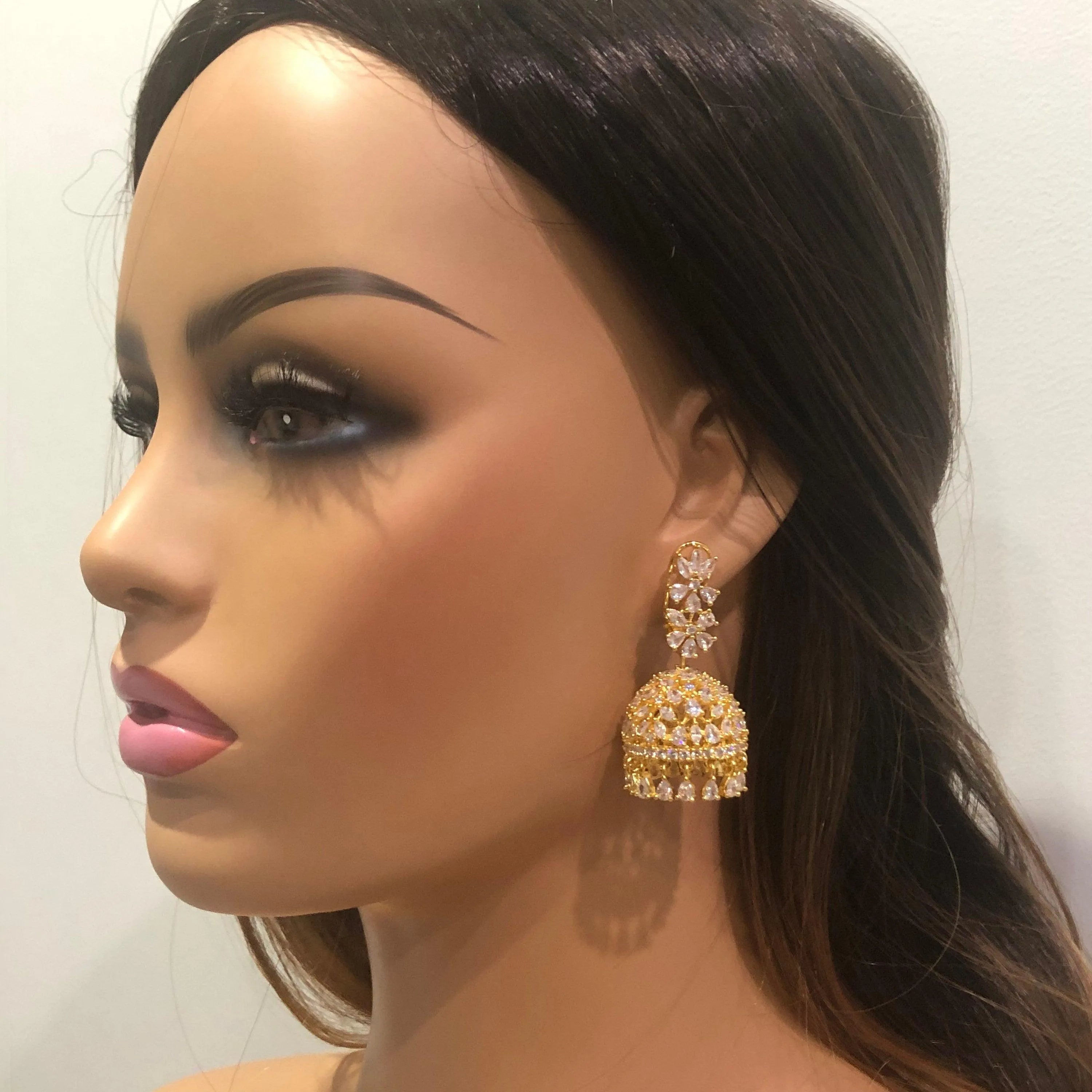 Mili Gold Diamond Jhumki/ Small Jhumka/ CZ Jhumka/ Indian Jewelry/ Pakistani Jewelry/ Indian Earrings/ American Diamond