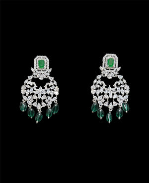 Pari Emerald Diamond Choker CZ Choker American Diamond Necklace Set Choker Necklace Indian Cubic Zirconia Necklace Pakistani Jewelry