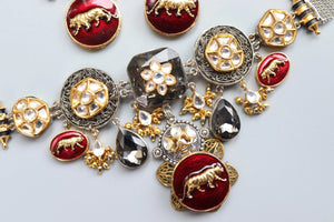 Inspired Necklace Fusion Indian Necklace Indian Choker Indian Jewelry Indian Necklace Kundan Necklace Oxidised Necklace