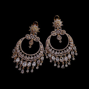 Sold Out Gold CZ Diamond Chaandbali | Indian Jewelry | Pakistani Jewelry | Indian Earrings | Pakistani Earrings | Punjabi Jewelry