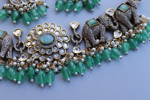 Mint Kundan Choker Necklace • Indian Choker • Indian Jewelry • American Diamond Necklace • Kundan Necklace • CZ Necklace • Choker