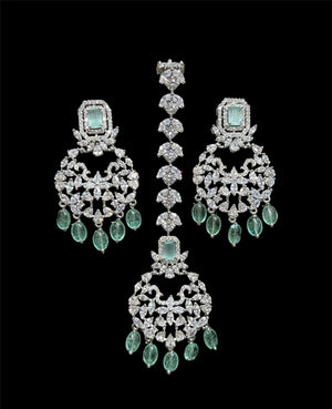 Sold Out Pari Mint Diamond Choker CZ Choker American Diamond Necklace Set Choker Necklace Indian Cubic Zirconia Necklace Pakistani Jewelry