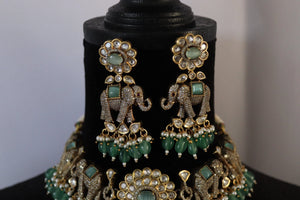 Mint Kundan Choker Necklace • Indian Choker • Indian Jewelry • American Diamond Necklace • Kundan Necklace • CZ Necklace • Choker