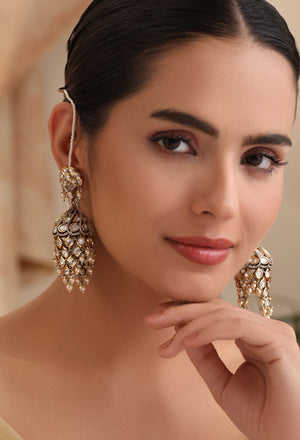 Ishara Kundan Pearl Jhumka Earrings | Chandbali Statement Jewelry