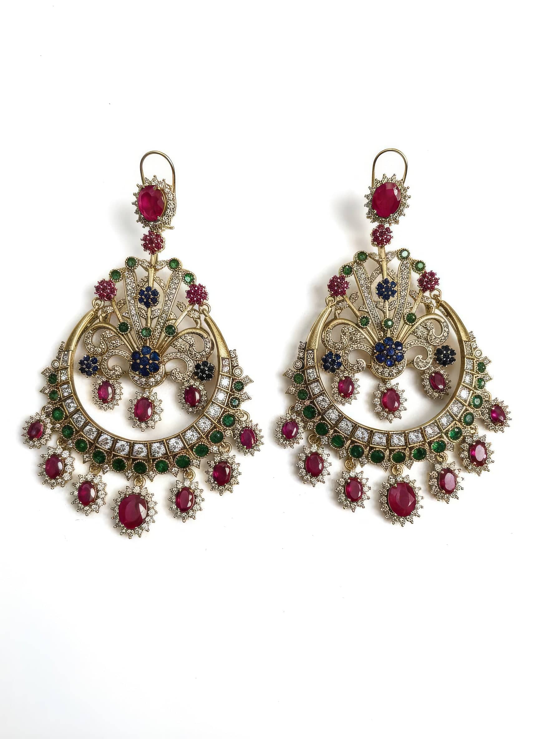 Ishira Regal Ruby & Emerald Statement Earrings