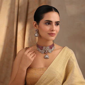 Majestic Ruby & Kundan Choker Set with Earrings