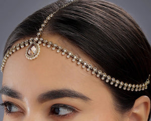 Gold Mathapatti / Damini / Indian Jewelry/ Matha Patti/ Indian Bridal Jewelry/ Gold Tika/ Indian Wedding Jewelry/ Pakistani Jewelery