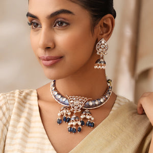 Mehfil Meena Blue Hasli Set