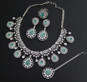 5 Piece Mint Silver Necklace Set