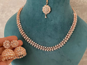 April Rose Gold Diamond Necklace with Jhumka