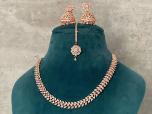 April Rose Gold Diamond Necklace with Jhumka