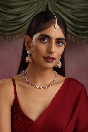 April Rose Gold Diamond Necklace with Jhumka