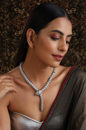 Designer Silver Snake Necklace