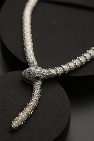 Designer Silver Snake Necklace