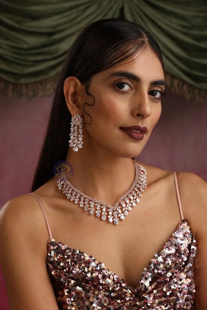 Diana Rose Gold CZ Necklace