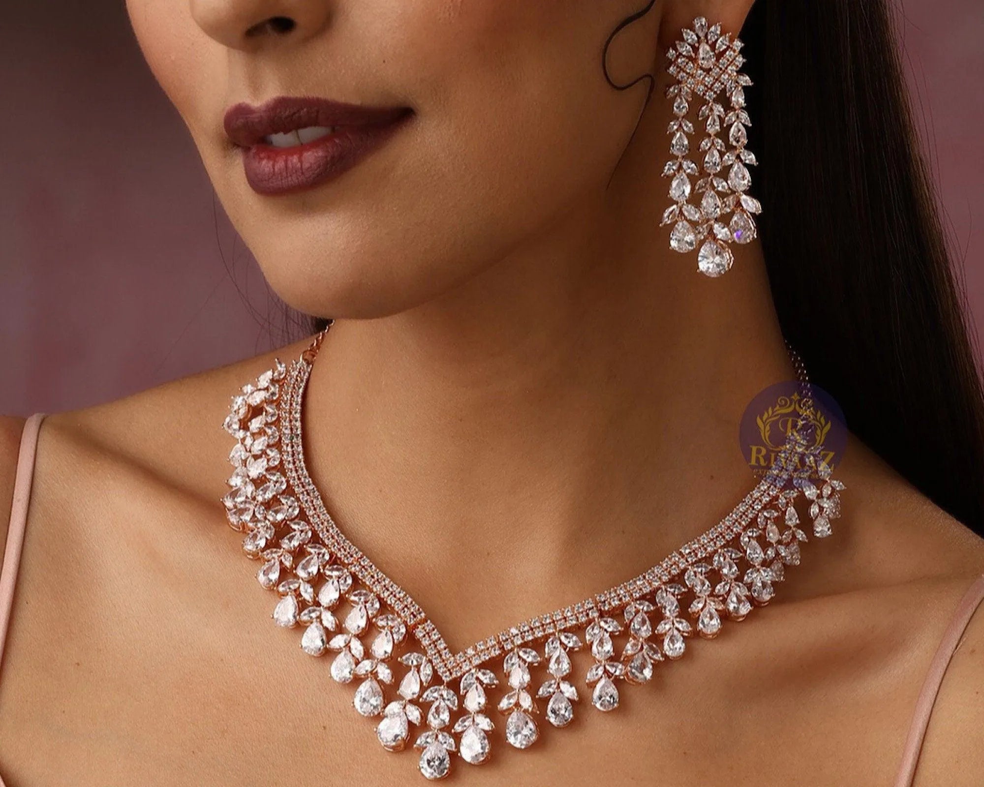 Diana Rose Gold CZ Necklace