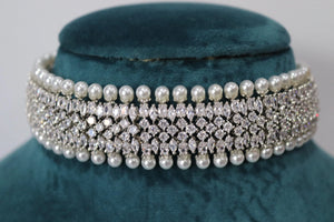 Dima CZ Pearl Choker Necklace