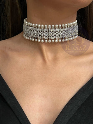 Dima CZ Pearl Choker Necklace