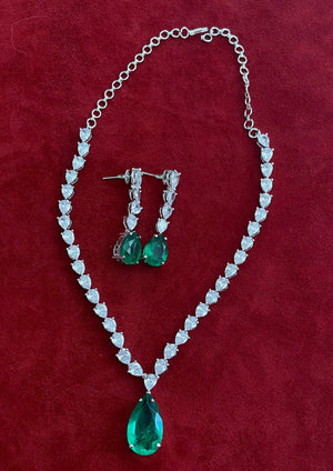 Emerald Doublet Pendant CZ Necklace