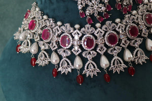 Erika Ruby CZ Choker with Pearls