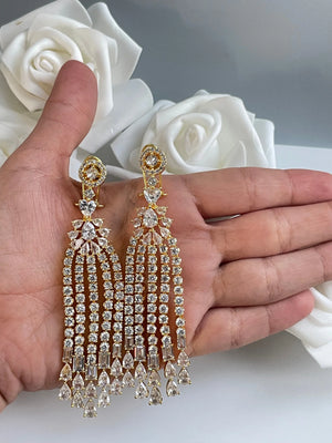Gold Waterfall CZ Earrings