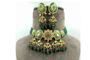 Green Kundan Necklace Set Indian Jewelry Kundan Indian Necklace Indian Choker Indian Wedding Necklace Set Kundan Choker