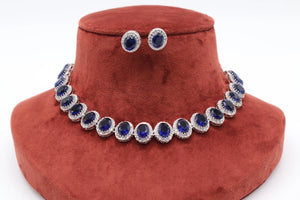 Jenny Sapphire Blue CZ Diamond Choker Necklace