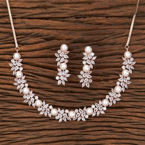 Judy Rose Gold Pearl CZ Diamond Necklace