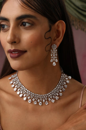 June Silver CZ Diamond Necklace