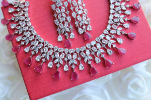 June Silver Ruby Diamond Necklace