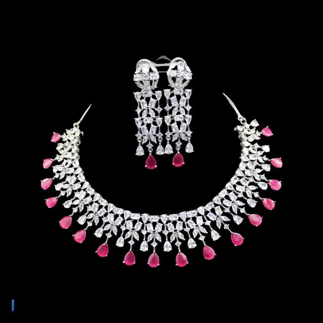 June Silver Ruby Diamond Necklace