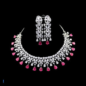 June Silver Ruby Diamond Necklace