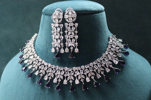 June Silver Sapphire Diamond Necklace