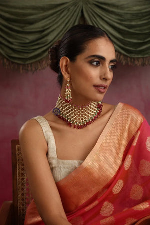 Kalki Moti Jaal Necklace Set With Earrings Indian Necklace Set Pearls Ruby Kundan Necklace Indian Pearl Necklace Indian Choker