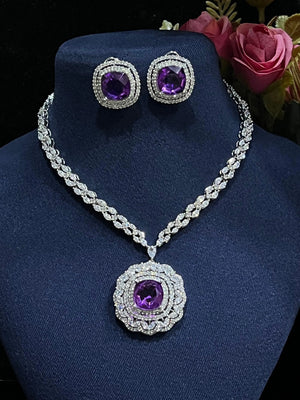 Keri Purple CZ Pendant Necklace