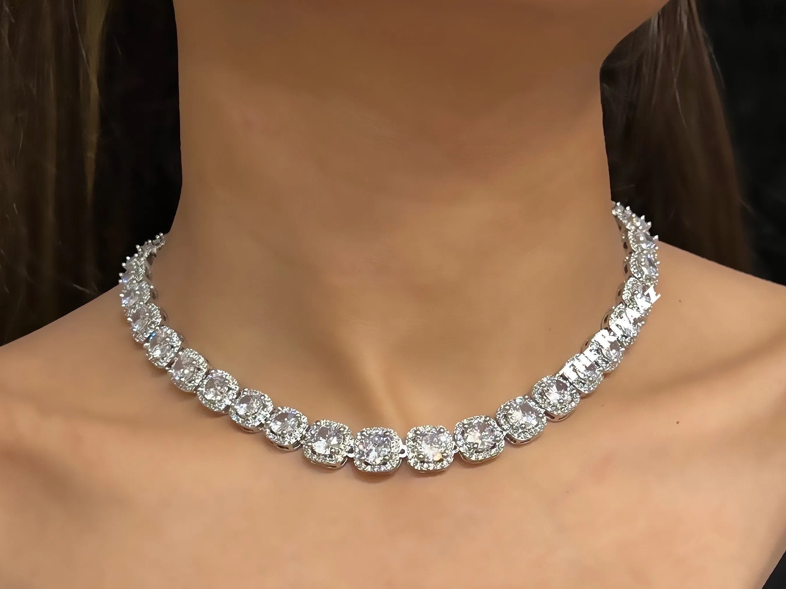 Luna Delicate Silver CZ Diamond Necklace