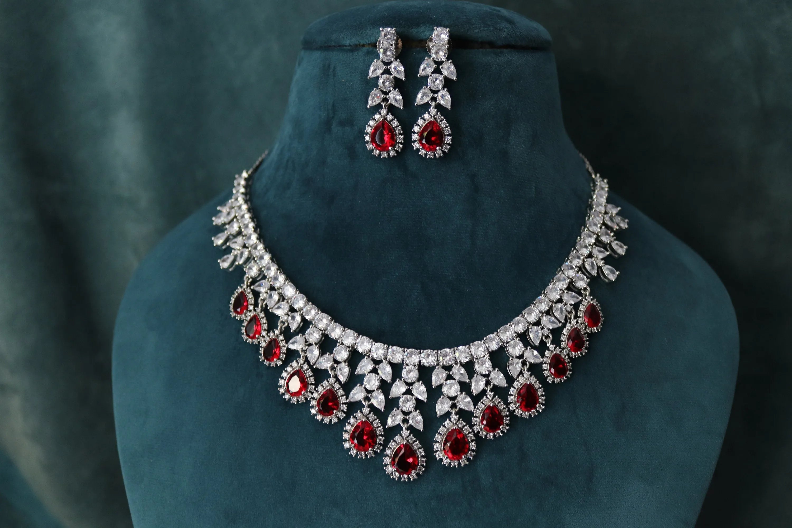 May Ruby CZ Diamond Necklace