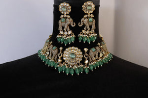 Mint Kundan Choker Necklace