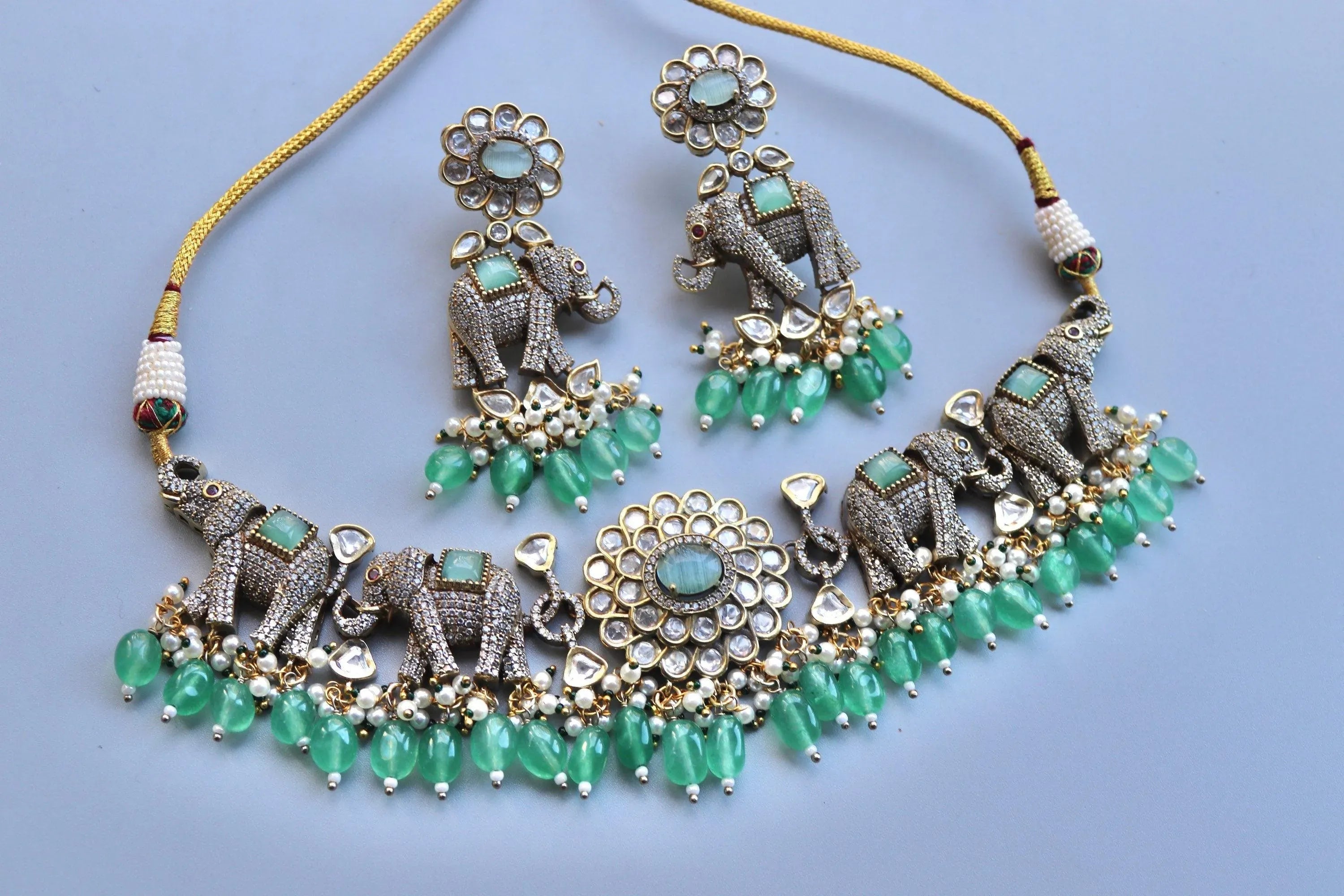 Mint Kundan Choker Necklace