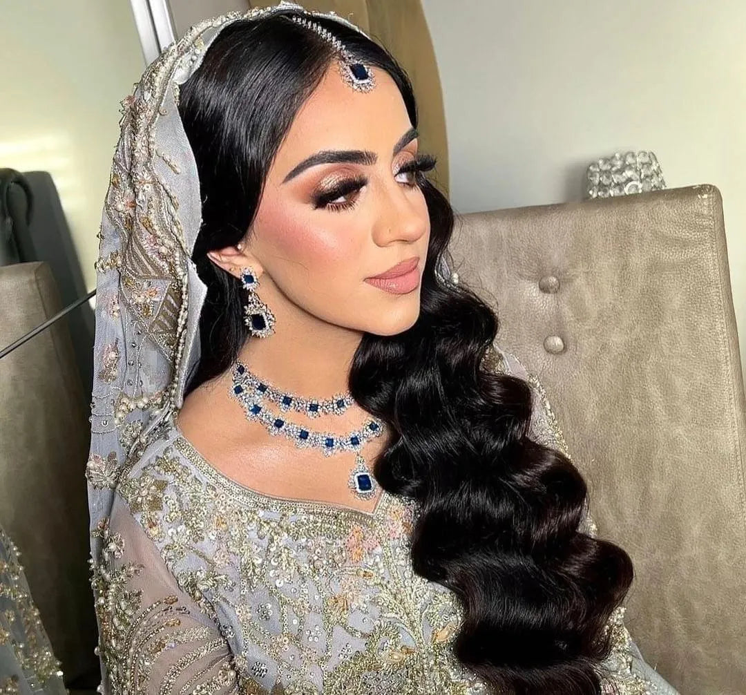 Misha Sapphire Diamond Silver Long Short Necklace