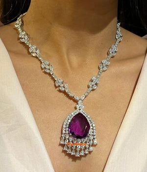 Purple Nora CZ Pendant Necklace