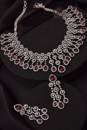 Red Anita CZ Necklace Set