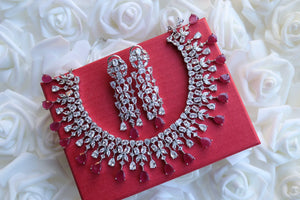 Red June Silver CZ Diamond Necklace
