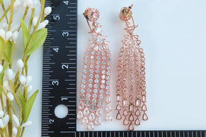 Rose Gold Waterfall CZ Earrings