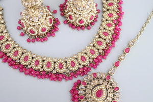 Simi Hot Pink Polki Necklace