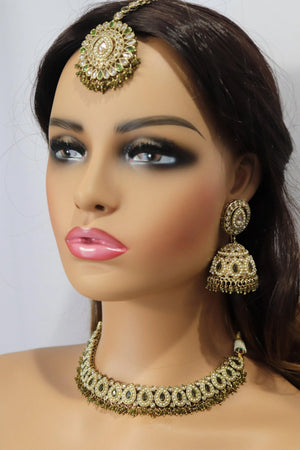 Simi Mehendi Green Peridot Gold Polki Necklace