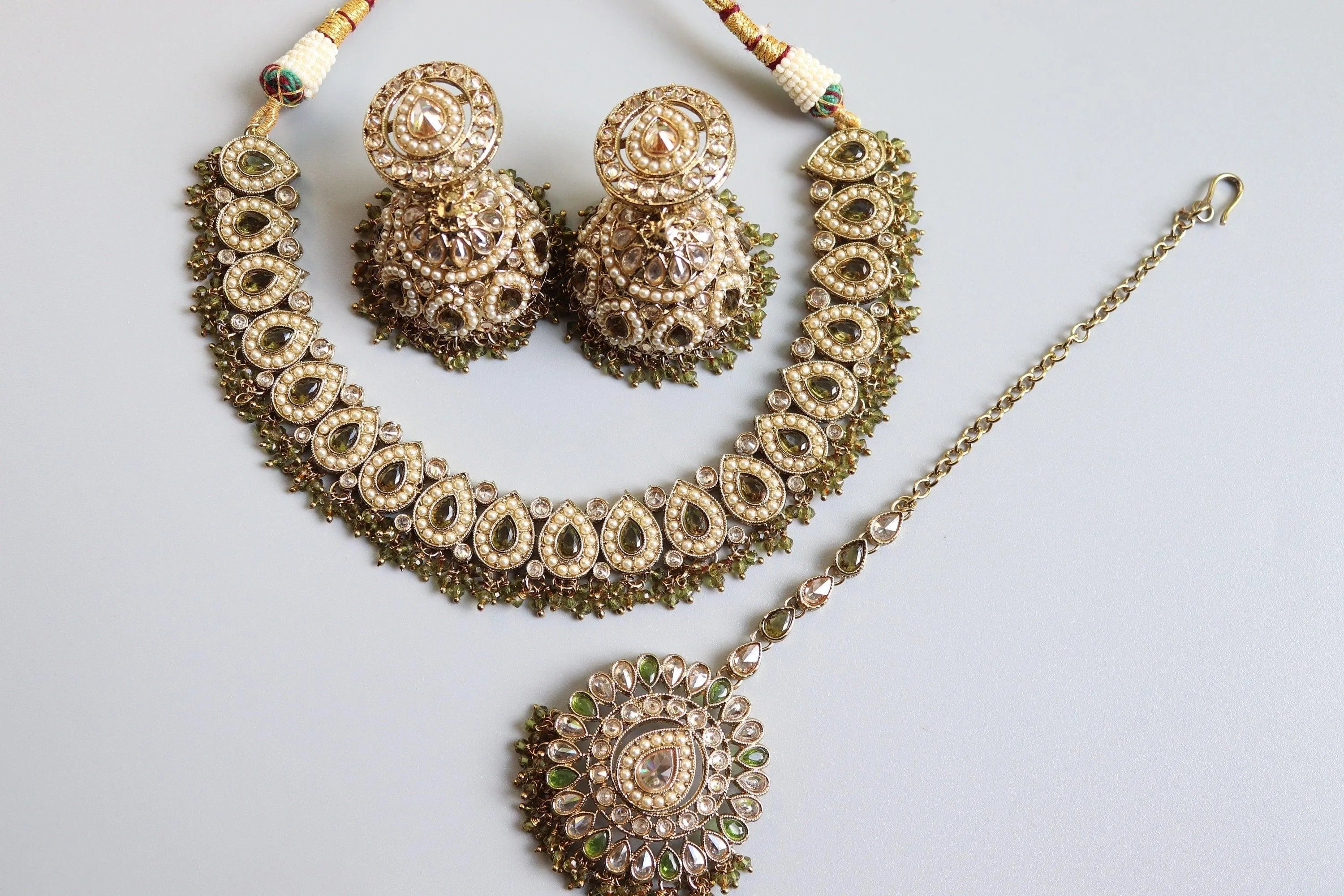 Simi Mehendi Green Peridot Gold Polki Necklace